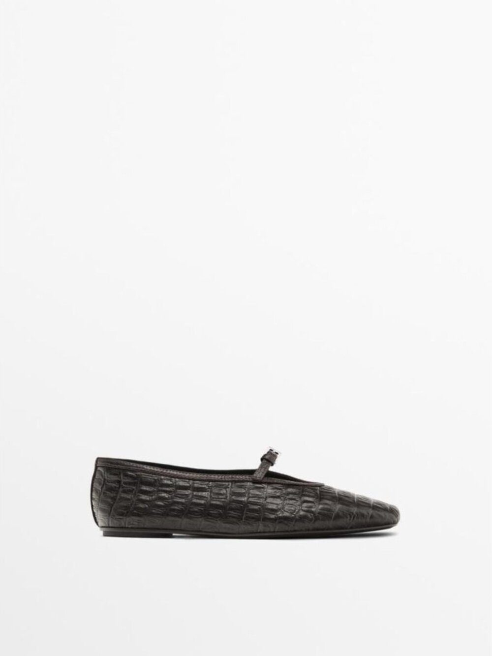 MASSIMO DUTTI SOFT MOCK CROC LEATHER BALLET FLATS - Picture 2 of 5